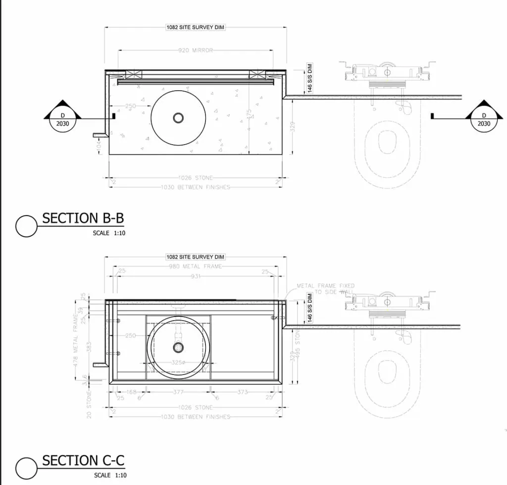 Type A Vanity Unit Sectons